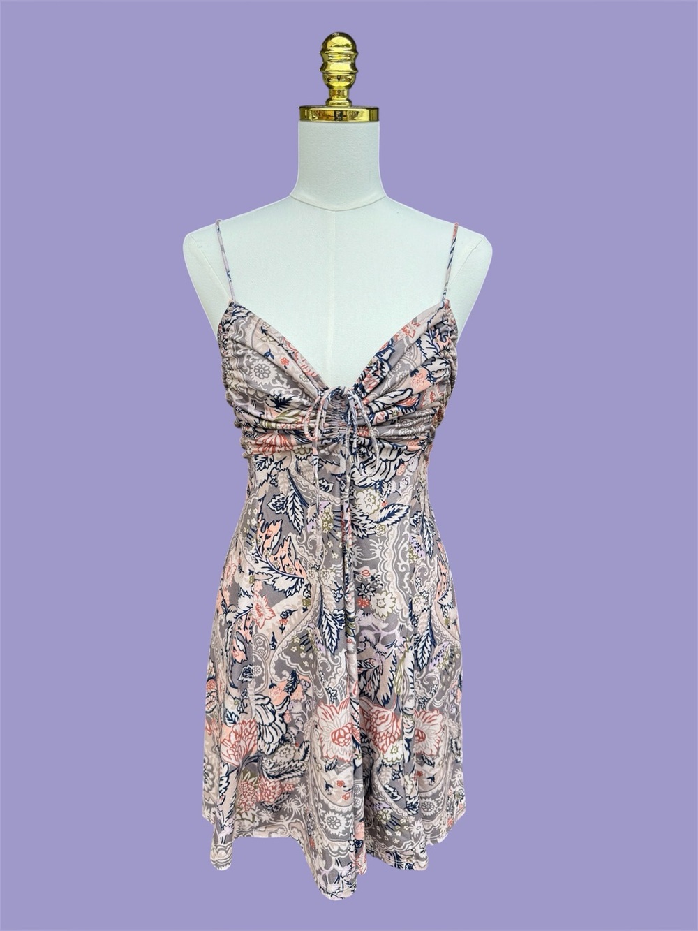Urban Outfitters Paisley Floral Retro Ruched Mini Dress XL